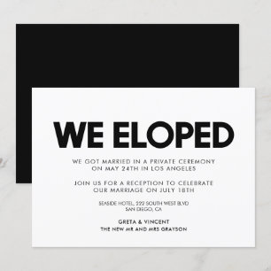 We eloped Moderne trouwkaart Kaart