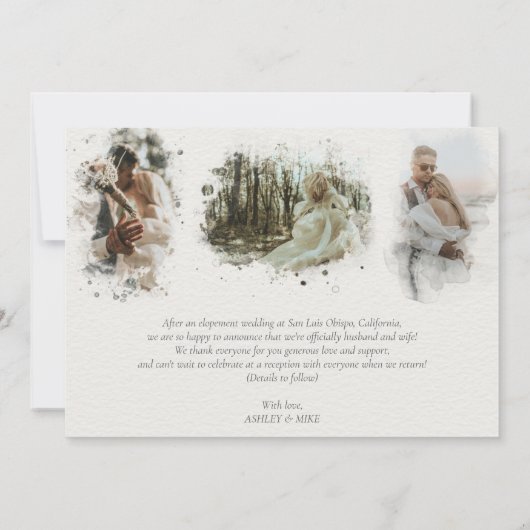 We Eloped Script 4 foto bruiloft aankondiging (Achterkant)
