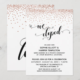 We Eloped Script Koper Confetti Ontvangst-alleen Kaart