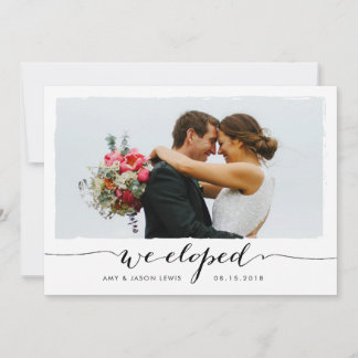 We Eloped | zwart-wit foto trouwannouncement Aankondiging