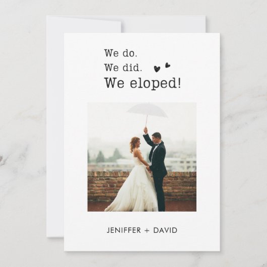 We Elopement aankondiging met QR code (Voorkant)
