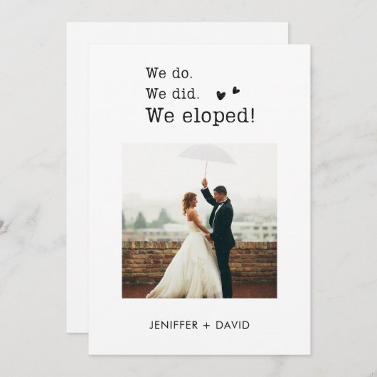 We Elopement aankondiging met QR code (Voorkant / Achterkant)