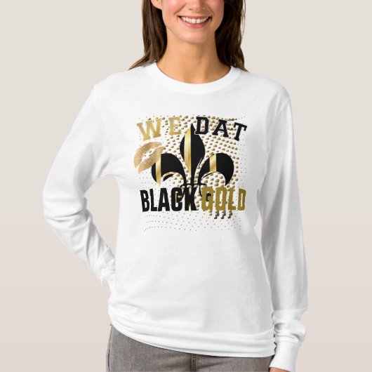 We eten/houden/kussen/Zwart gouden hartjes/Fleur d T-shirt (Voorkant)