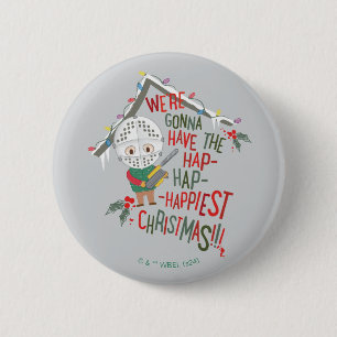 We gaan de gelukkigste kerst hebben ronde button 5,7 cm