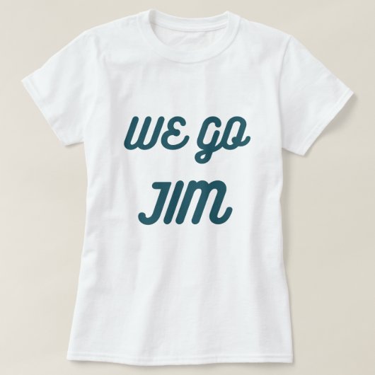 We gaan Jim, gym grappig met blauwe tekst T-shirt (Design voorkant)