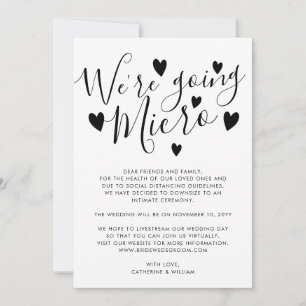 We gaan Micro Small Wedding Downsizing Hearts Aankondiging