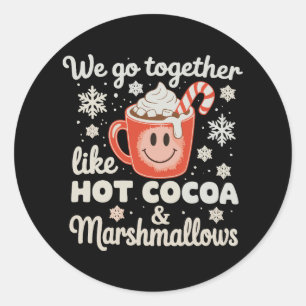 We gaan samen als hete cacaomarshmallows KerstmisW Ronde Sticker