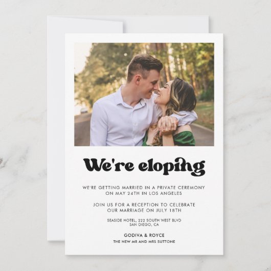 We gaan stijlvolle retro bruiloft aankondiging (Voorkant)