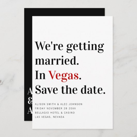 We Gaan Trouwen Las Vegas Trouwdatum Save The Date (Voorkant / Achterkant)