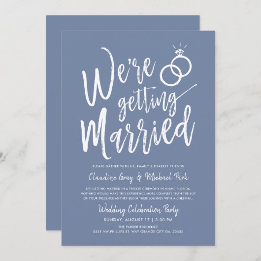 We Gaan Trouwen Pigeon Post-Huwelijk Blauw Kaart (Voorkant / Achterkant)