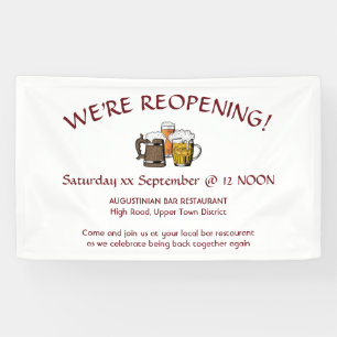 WE GAAN WEER OPEN! Bar Restaurant Relaunch Custom Spandoek