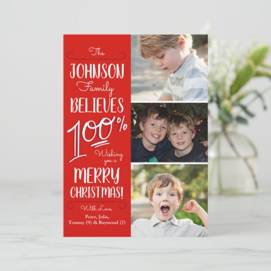 We geloven dat 100% vakantiefotokaart bedankkaart (Staand voorkant)