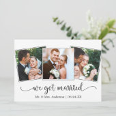 We Got Married Calligraphy Heart 3 Photo Aankondiging (Staand voorkant)
