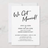 We Got Married Calligraphy Wedding Reception Kaart (Voorkant)