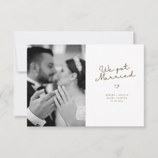 we got married Dark Grey Brown script Aankondiging