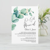 We Got Married Eucalyptus Bruiloft Reception Kaart (Staand voorkant)