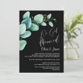 We Got Married Eucalyptusbladeren Trouwreceptie Kaart (Staand voorkant)