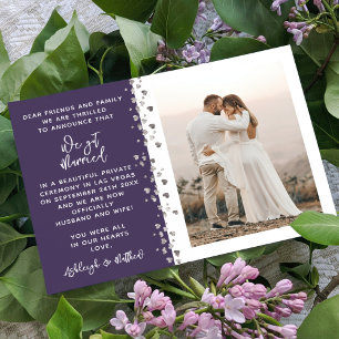 We Got Married Glitter Hart Foto Paars Wit Kaart
