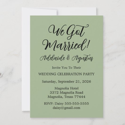We Got Married Green Invitation (Devant)