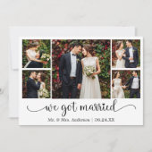 We Got Married Heart Calligraphy 5 Photo Wedding Aankondiging (Voorkant)