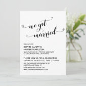 We Got Married Hearts Typography Ontvangst Only Kaart (Staand voorkant)