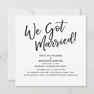 "We Got Married!" Modern Huwelijksfeestreceptie Kaart
