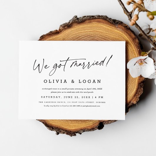 We Got Married Modern Script Wedding Elopement Kaart