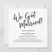 "We Got Married!" Moderne bruiloftsscriptie recept Kaart (Voorkant)
