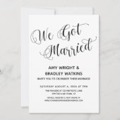 We Got Married na de bruiloft Reception Only Kaart (Voorkant)