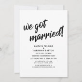 " We Got Married!" Script bruiloftsreceptie evenem Kaart (Voorkant)