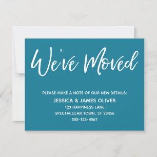 "We have Moved" Carte Bleue Mosaïque d'écriture mo