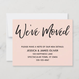"We have moved" Carte rose vierge d'écriture moder