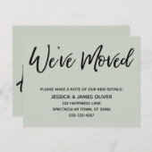 "We have moved" Carte verte de la page d'écriture (Devant / Derrière)