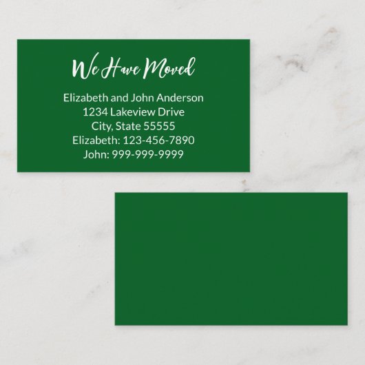 We Have Moved Forest Green Moving Announcement Informatiekaartje (Voorkant / Achterkant)