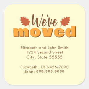 We Have Moved Herfst Kleuren Verhuisbericht Vierkante Sticker