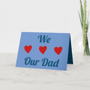We Heart Love DAD RODE BLUE Happy Vaderdag Kaart