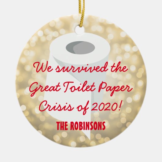 We hebben 2020 overleefd! Funny Quarantine Photo G Keramisch Ornament (Voorkant)