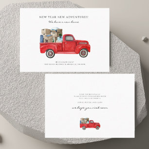 We hebben Adres wijzigen Red Truck Moving Card Visitekaartje