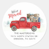 We hebben adreswijziging verplaatst ronde sticker (Voorkant)