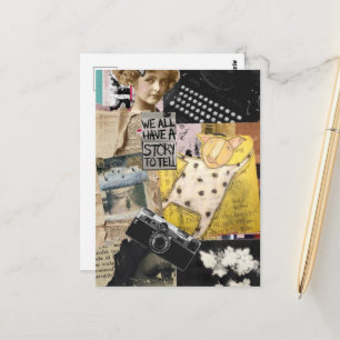 We hebben allemaal een verhaal Mixed Media Collage Briefkaart