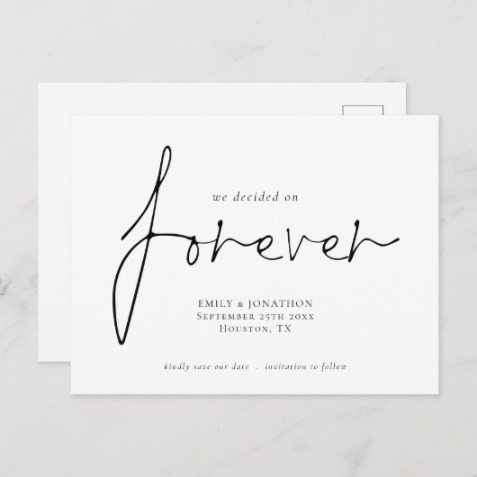 We hebben besloten over Forever Script Text Save T Uitnodiging Briefkaart (Voorkant / Achterkant)