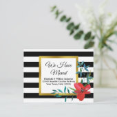 We hebben Bewegd Zwart en Witte Striped Red Flower Briefkaart (Staand voorkant)