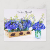 We hebben Blauwe Hortensia's in Mason Potten Verhu Aankondigingskaart (Voorkant)