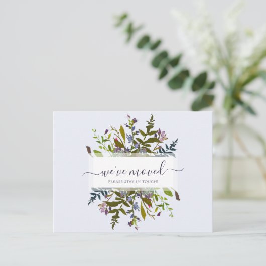 We hebben Blue Botanical Script aankondiging verpl Briefkaart (Staand voorkant)