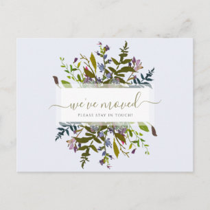 We hebben Blue Floral Script aankondiging verplaat Briefkaart