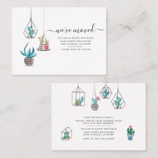 We hebben Boho Succulents adreswijziging verplaats Visitekaartje (Voorkant / Achterkant)