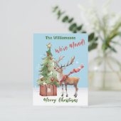 We hebben budget rendier kerstboom verplaatst aankondigingskaart (Staand voorkant)