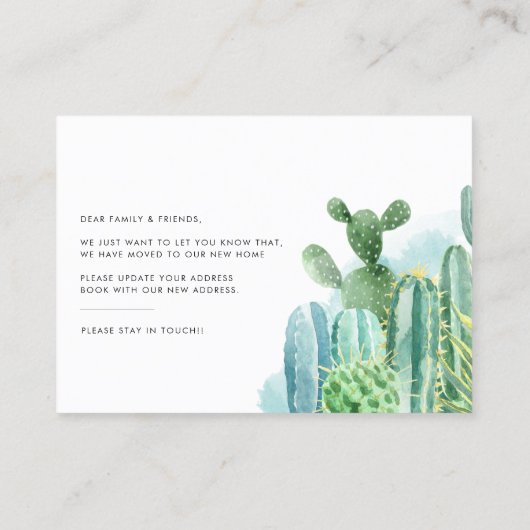 We hebben Cacti Succulents Moving Announcement ver Visitekaartje (Achterkant)