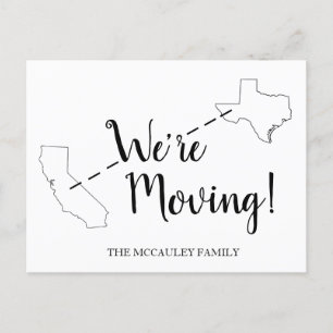 We hebben Californië Texas Moving Announcement ver Briefkaart