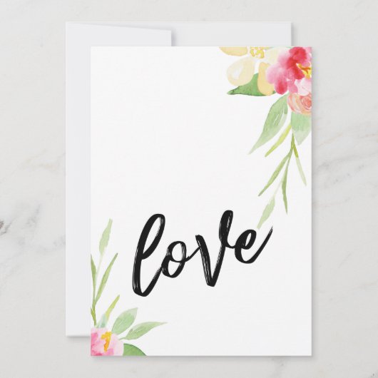 We hebben Casual script met Waterverf Flowers ontw Kaart (Achterkant)